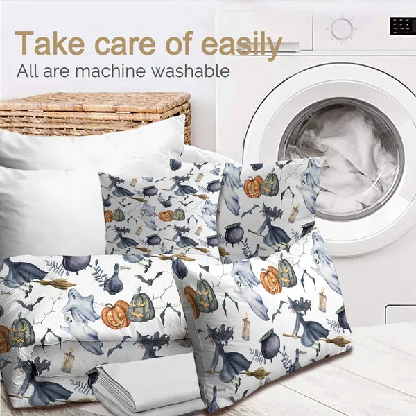 Bedding With Comforter Sheet Sham - 1 Comforter, 2 Pillow Shams, 1 Flat Sheet, 1 Fitted Sheet, 1 Cushion Cover, 2 Pillowcases All Season